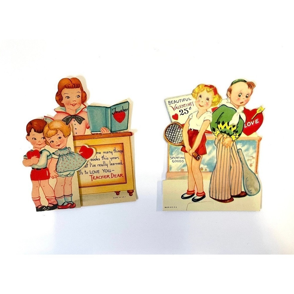 2 Vintage Valentine's Day cards- vintage Valentine's Day decor‎